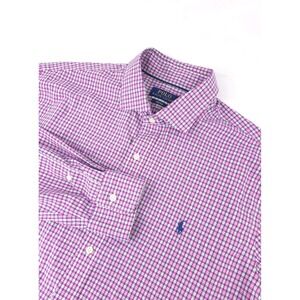 Polo by Ralph Lauren Pink Green Blue Check Long Sleeve Mens Shirt Sz XL Non-Iron